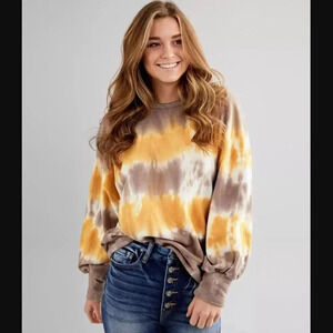 BKE Open Back Tie Dye Pullover